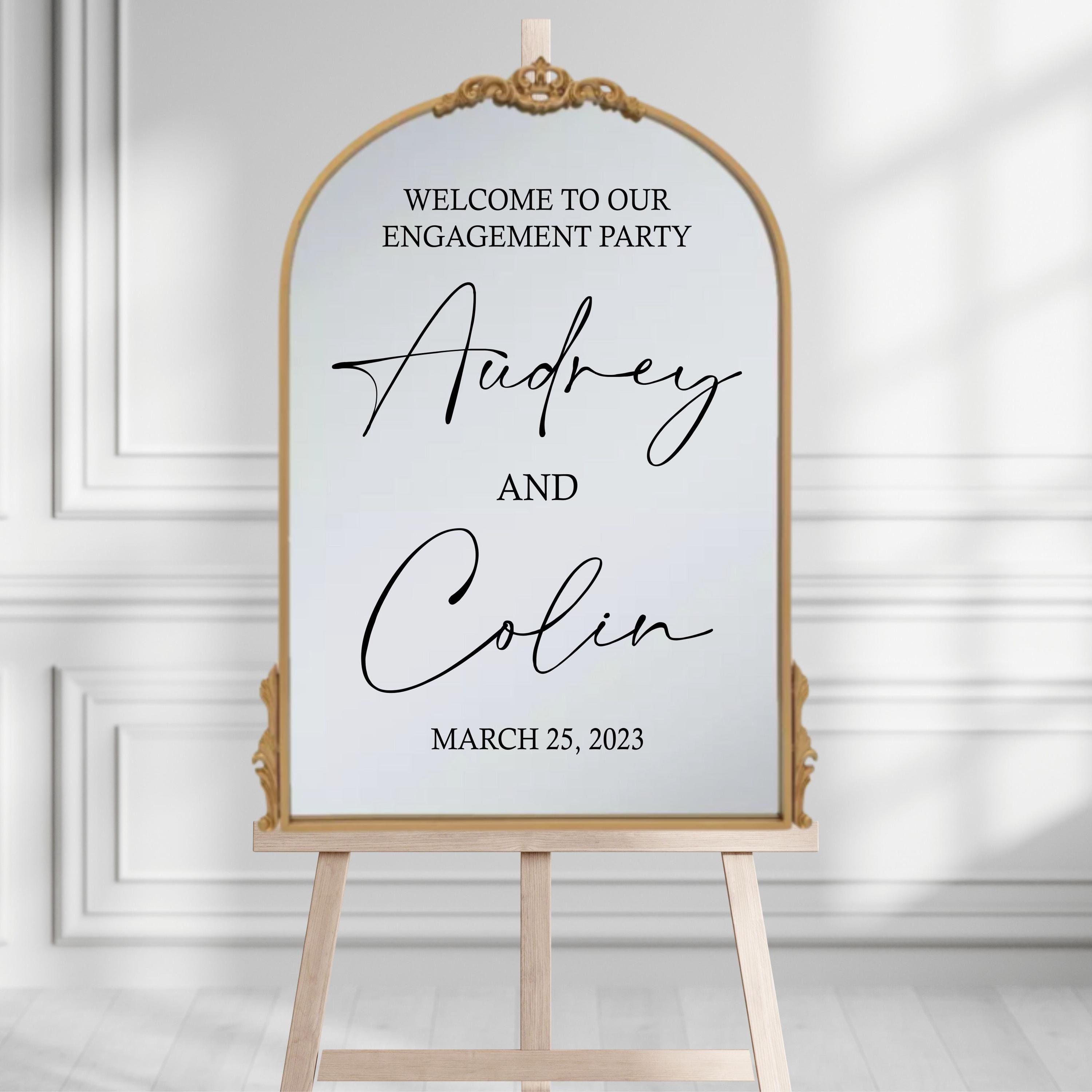 Welcome to Our Engagement Party Decal - Soon to Be Mr & Mrs Personalized Wall Decal Sticker - Welcome Mirror Decal - Wedding - Welcome Decal