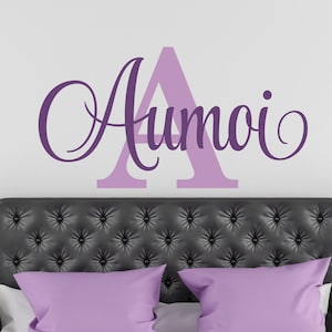 Personalized Name Wall Decal Girl Monogram Initial Fancy Cursive Name ...