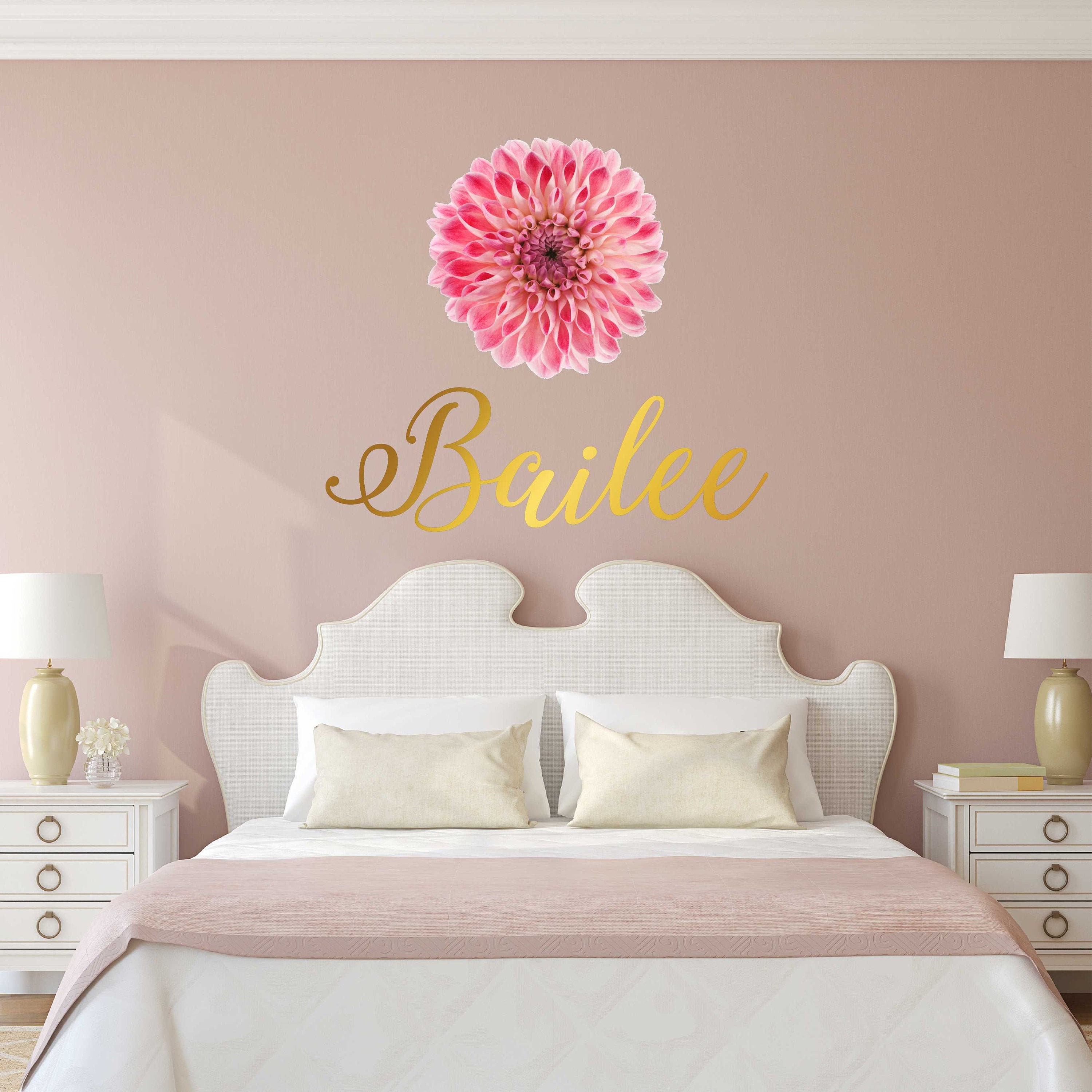 Girls Name Wall Decal Flowers - Personalized Girls Name Flower Wall ...
