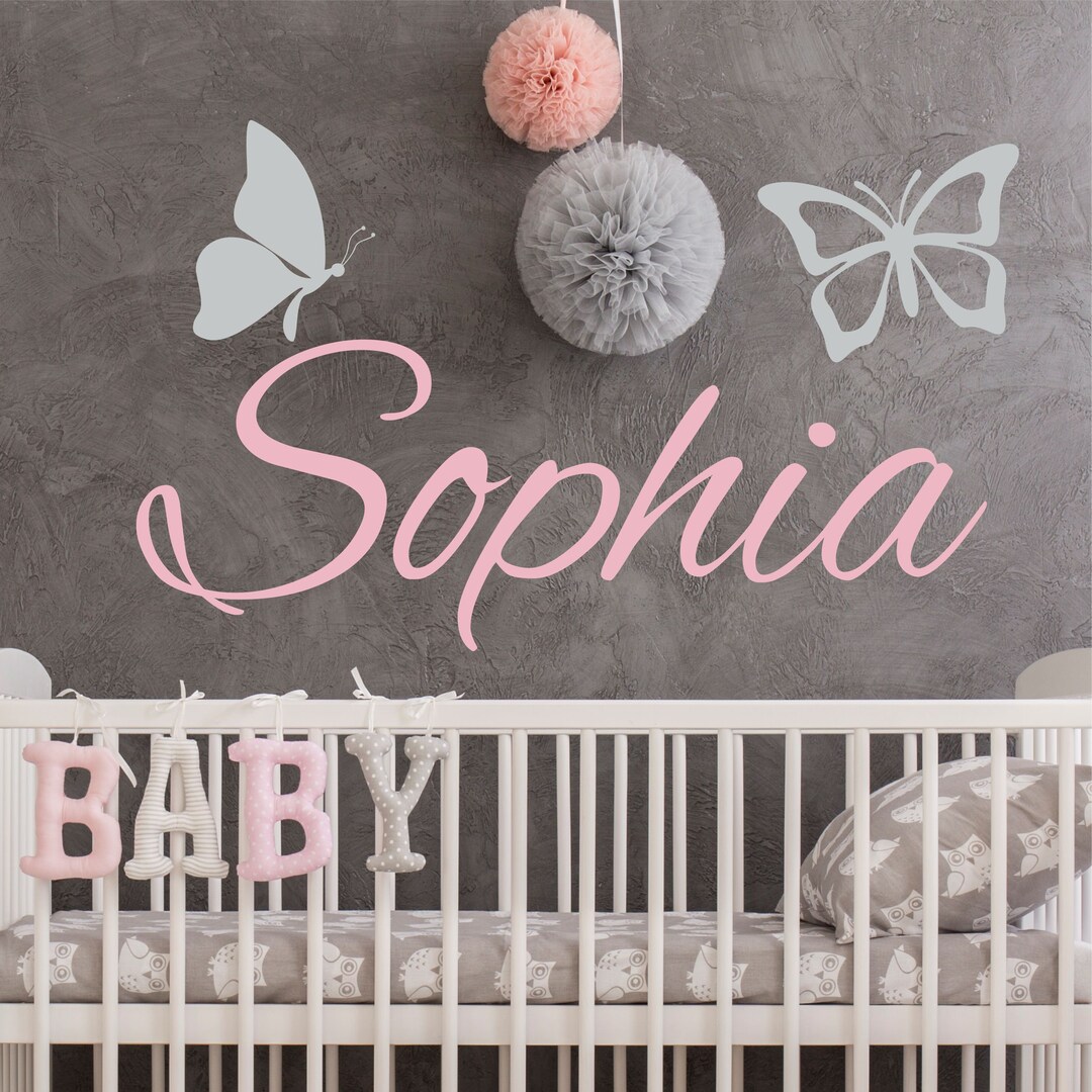 Personalized Name Butterfly Wall Decal - Custom Name Butterfly Wall ...