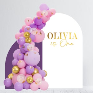 Happy Birthday Decal - Happy Birthday Party Backdrop - First Birthday for Balloon Arch - Personalized Name and Age Sticker - Chiara Wall