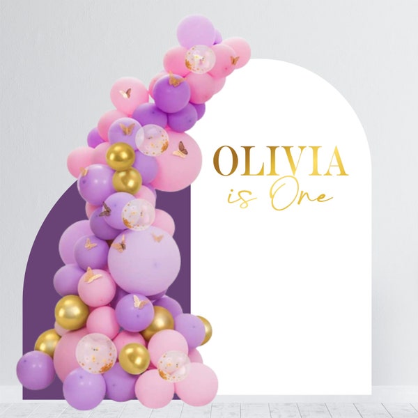 Happy Birthday Decal - Happy Birthday Party Backdrop - First Birthday for Balloon Arch - Personalized Name and Age Sticker - Chiara Wall