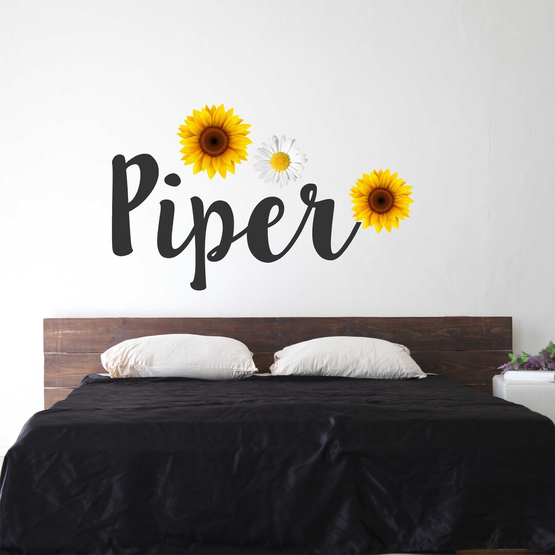 Sunflower Girls Name Wall Decal Flowers - Personalized Girls Name ...