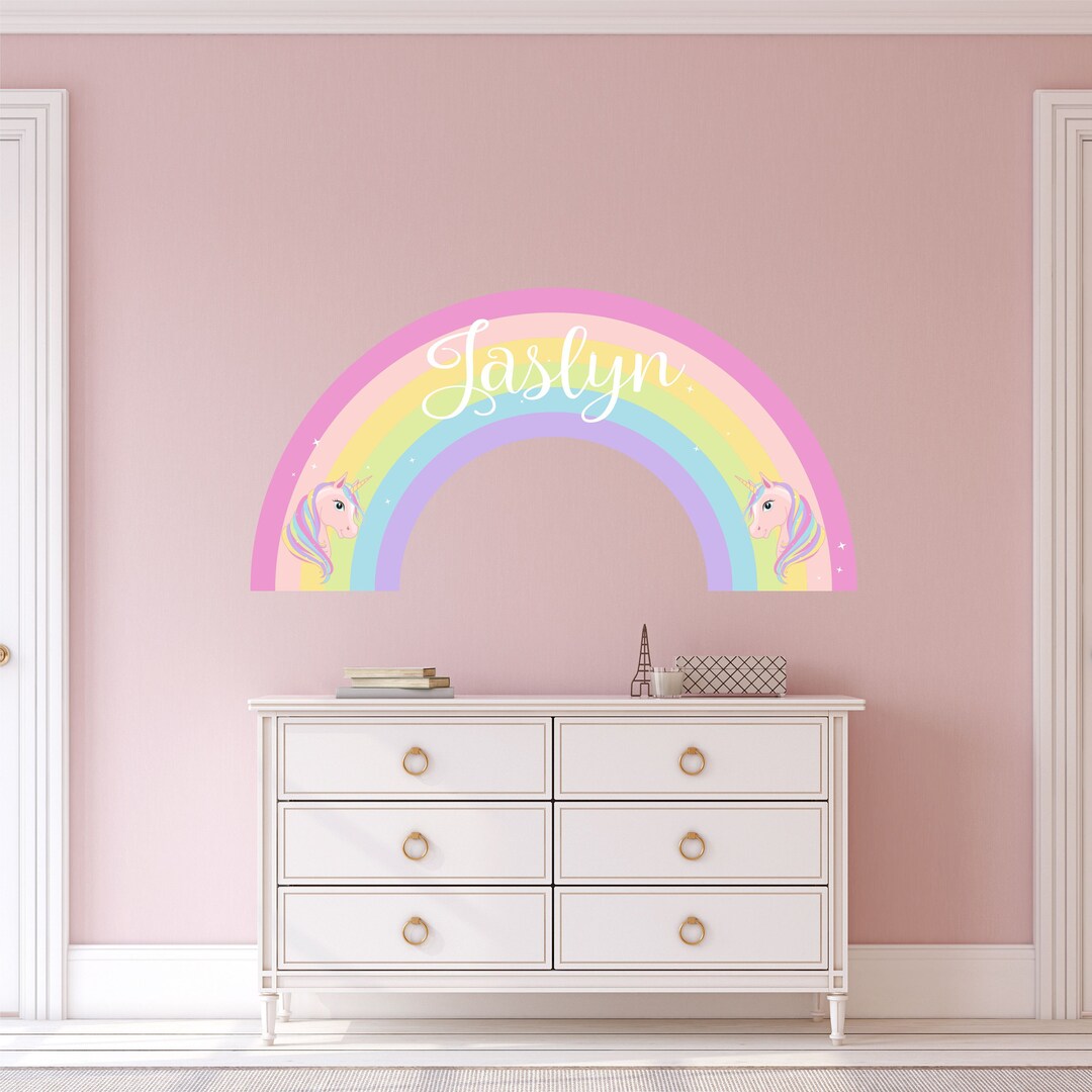 Boho Rainbow Custom Name Wall Decal - Removable Nursery Sticker For Girls Room Decor