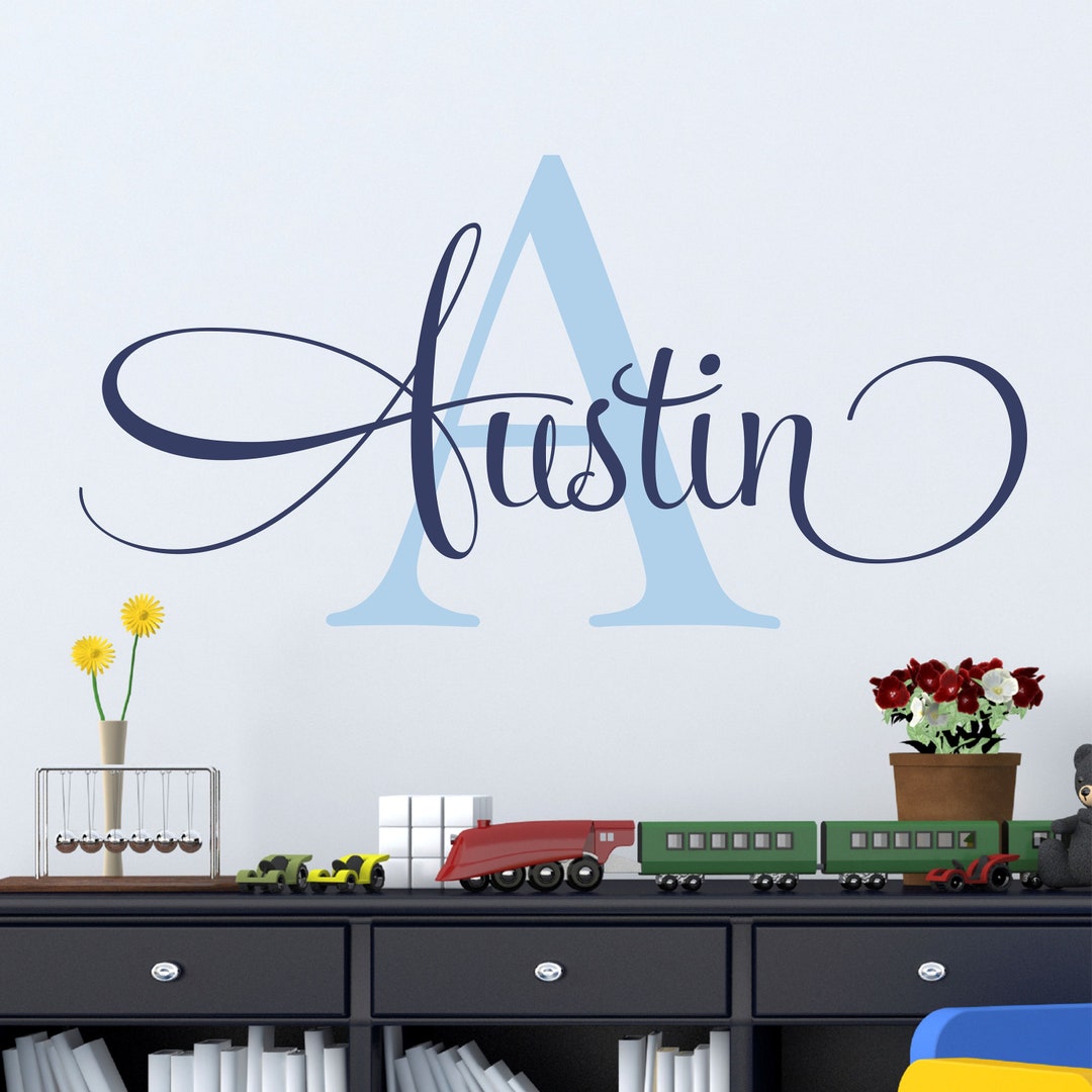 Name Wall Decal Teen Boys Room Decor Baby Boy Nursery Name Decal ...