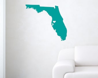Beach Wall Decal - Personalized State Florida Wall Decal Sticker - Beach Wall Decal Sticker - Beach House Decor - Beach Theme Decor - Ocean