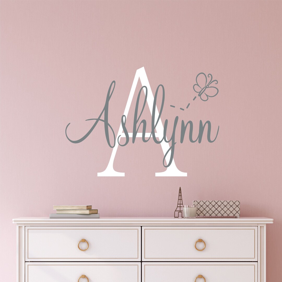 Personalized Name Butterfly Wall Decal - Custom Name Butterfly Wall ...