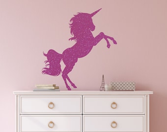 Glitter Unicorn Wall Decal Pink Glitter Unicorn Sticker Gold Glitter Unicorn Wall Sticker Silver Glitter Unicorn Rose Gold Sparkle Unicorn