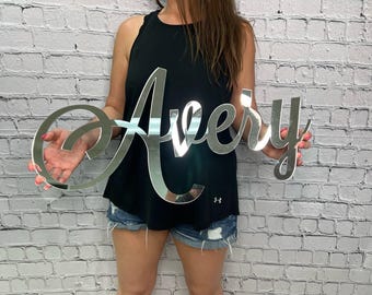 Custom Acrylic Mirror Name Sign | Nursery Name Sign | Personalized Name Sign | Mirror Acrylic Name | Multipe Fonts | Instant Preview
