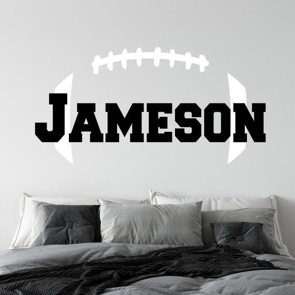 Personalized Name Football Wall Decal - Custom Name Football Wall Sticker - Vinyl Decal Monogram Girls Boys Room - Childrens Wall Decor