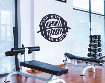 Gym Wall Decal - Weight Room Decal - No Pain No Gain Wall Decal -  Fitness Wall Quotes - Wall Decor - Vinyl Lettering - Yogi - Fitness Decal