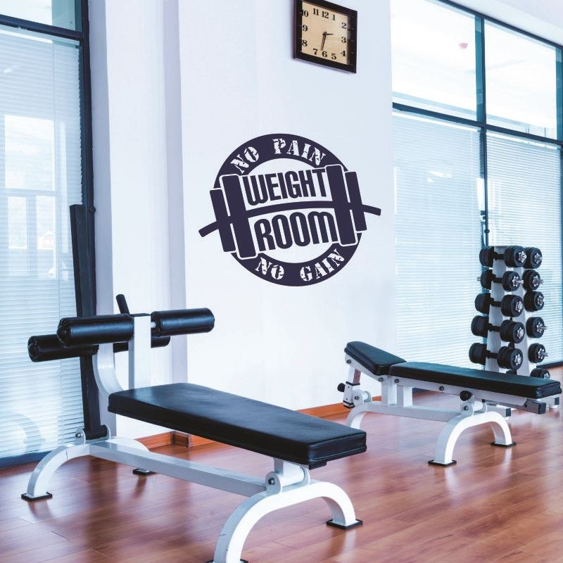 Gym Wall Decal - Weight Room Decal - No Pain No Gain Wall Decal ...