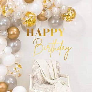 Happy Birthday Decal - Happy Birthday Party Backdrop - Happy Birthday for Balloon Arch - Personalized Name Sticker - Birthday Decoration