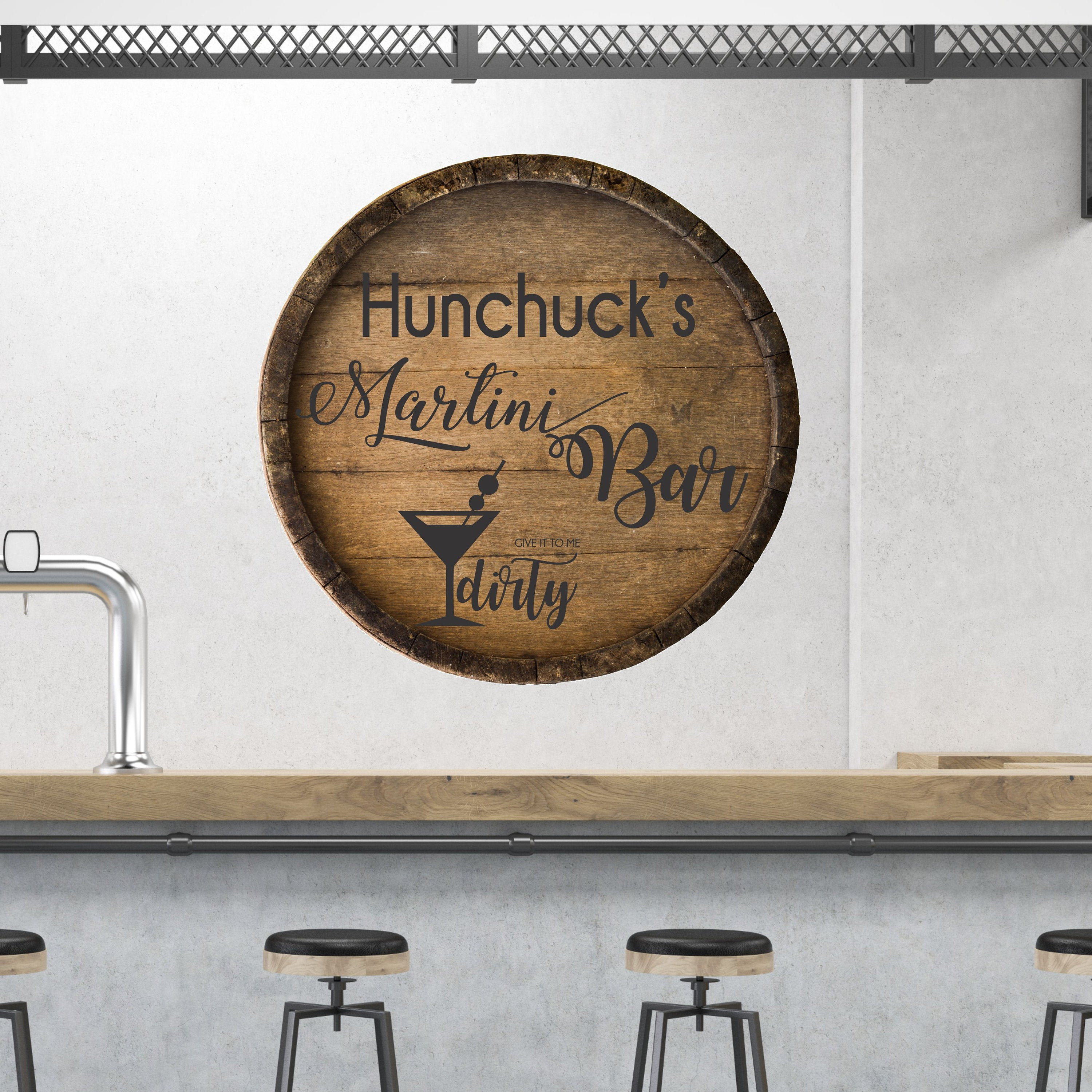 Custom Name Bar Wall Decal Personalized Name Martini Bar Pub Etsy
