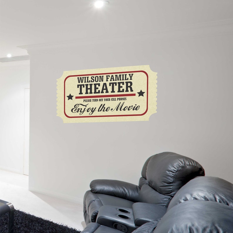 Custom Name Home Theater Wall Decal Personalized Name Etsy