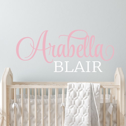 Name Wall Decal Girl Personalized Name Wall Decal Nursery Wall Etsy