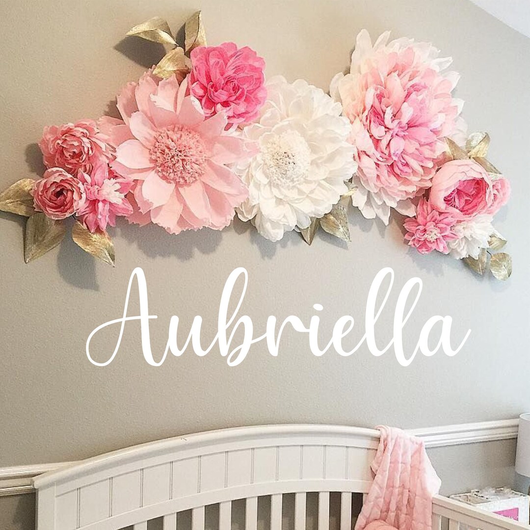 Name Wall Decal Girl Personalized Name Wall Decal Nursery Wall Etsy
