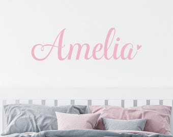 Personalized Girls Name Wall Decal Childrens Room Girls Bedroom Teen Baby Nursery Vinyl Lettering Monogram Swirly Fancy Cursive Gold Vinyl