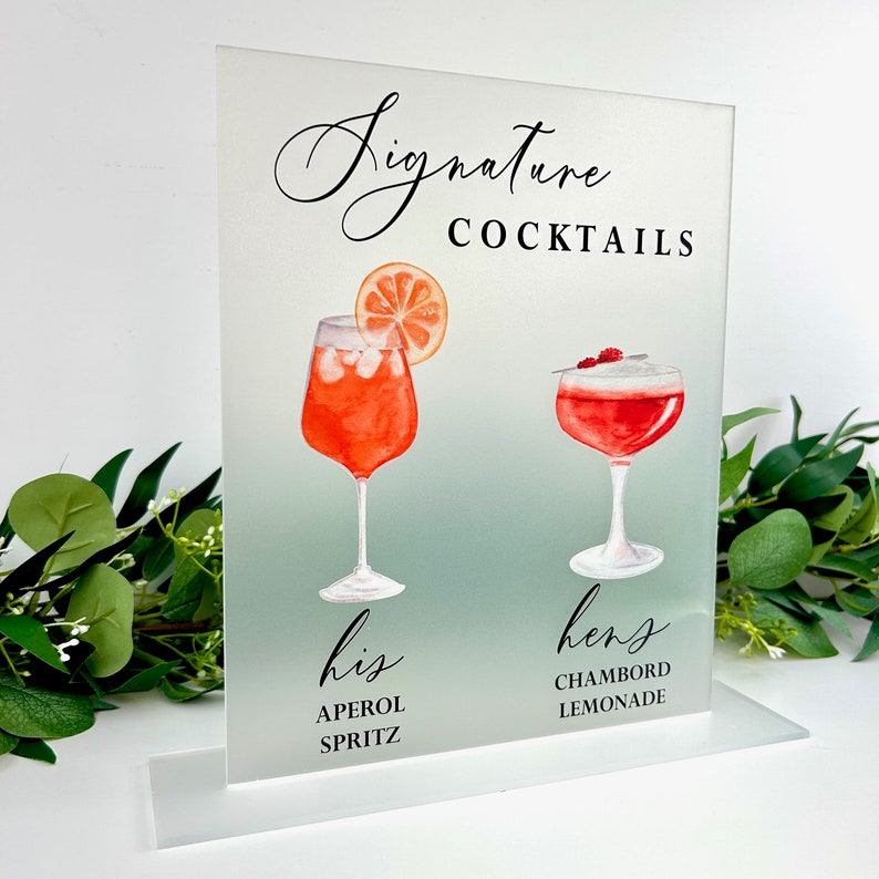 Signature Drink Bar Sign - Acrylic Bar Sign for Wedding - Frosted ...