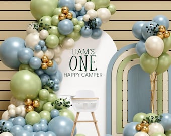 One Happy Camper Birthday Party - First Birthday Decal - Birthday Party Backdrop - Happy 1st Birthday for Balloon Arch - Happy One Theme