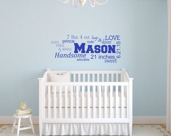Baby Boy Personalized Decal -  Boys Wall Decal - Kids Decal - Wall Quotes - Wall Decor - Vinyl Lettering - Baby Wall Decal