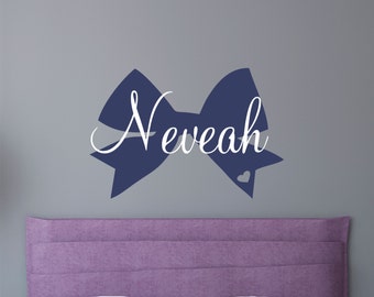 Name Wall Decal - Cheer Bow Sticker - Cheerleading Decor - Personalized Cheerleader Wall Decal Sticker - Girls Name Wall Decal - Dance Bow
