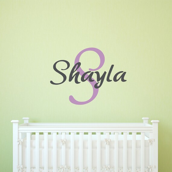 Nursery Monogram Initial Name Custom Logo Girls Bedroom Wall Decal Sticker Vinyl