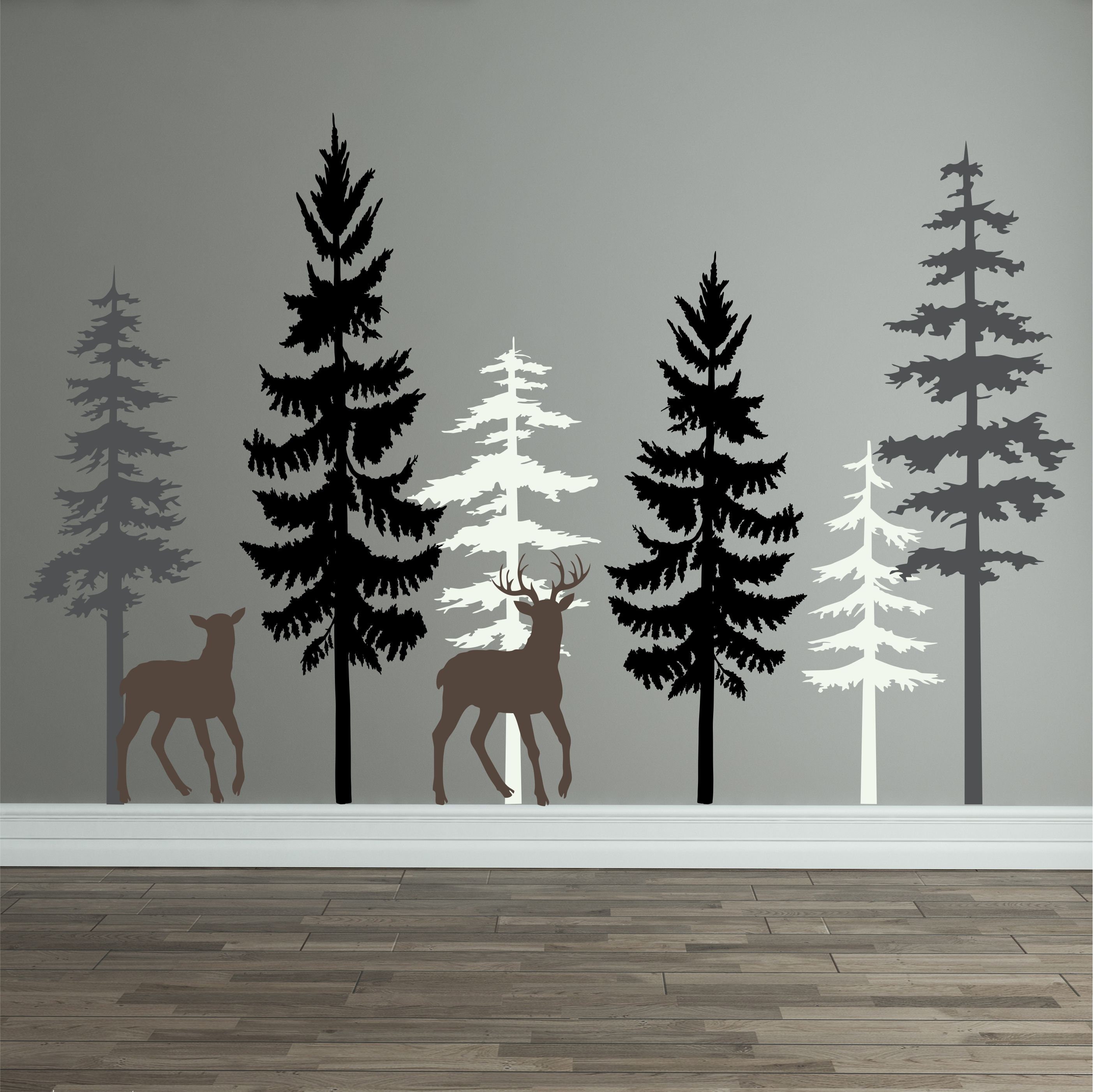 Animal Forest Wall Decal Hunting Wall Decal Kids Deer Wall Decal ...