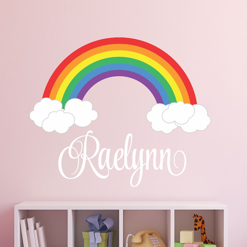 Rainbow Custom Name Wall Decal Girls Personalized Name Etsy