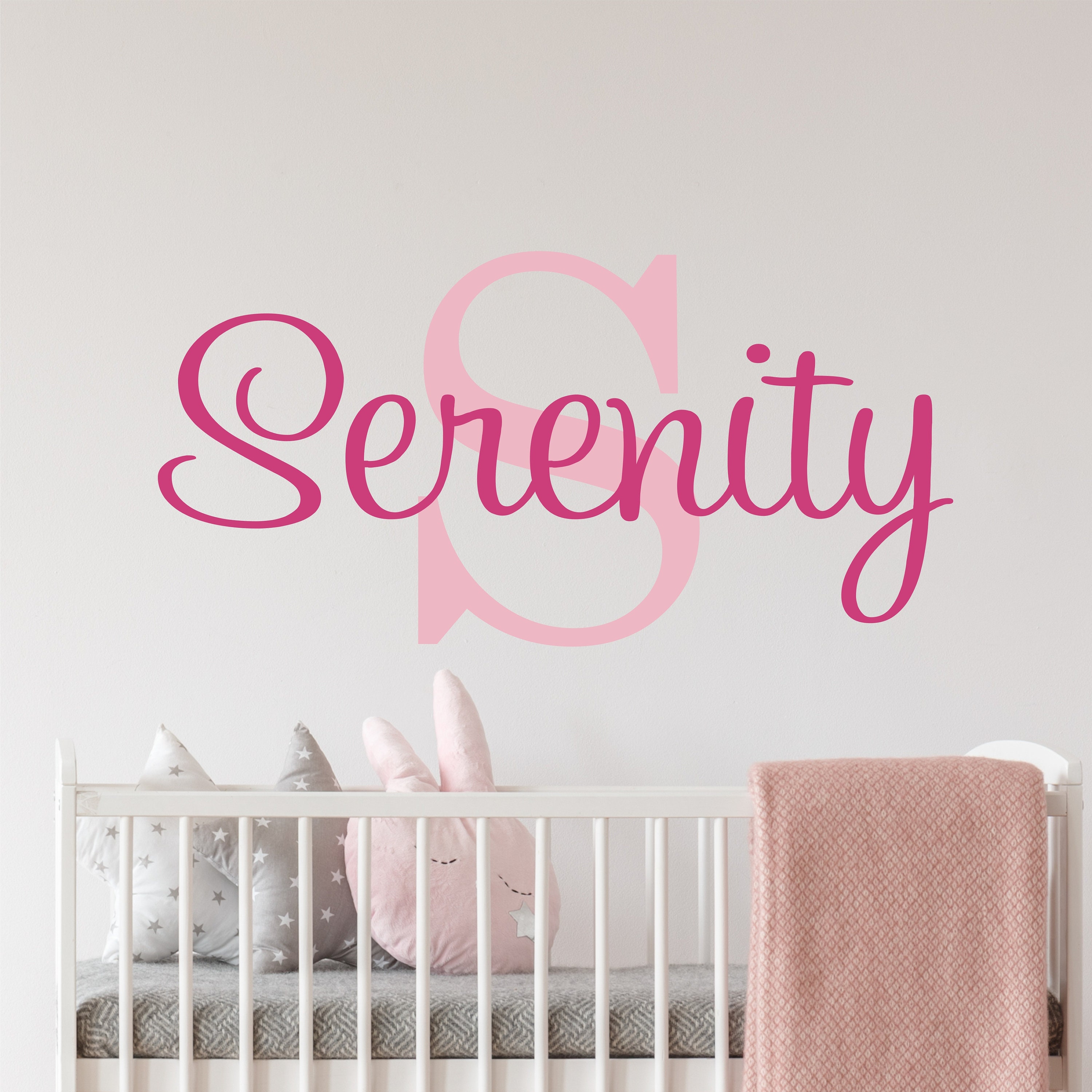Personalized Name Wall Decal Girl Monogram Initial Fancy | Etsy