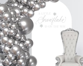 A Little Snowflake is on the way - Snowflake Theme Baby Shower Sticker for Balloon Arch - Christmas Baby Shower - Winter Theme Baby Shower