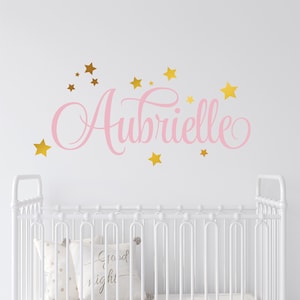 Personalized Wall Decal Girl Name Wall Decal Gold Stars Nursery Wall Decal Personalized Name Decal Vinyl Decal Girls Name Decal Princess