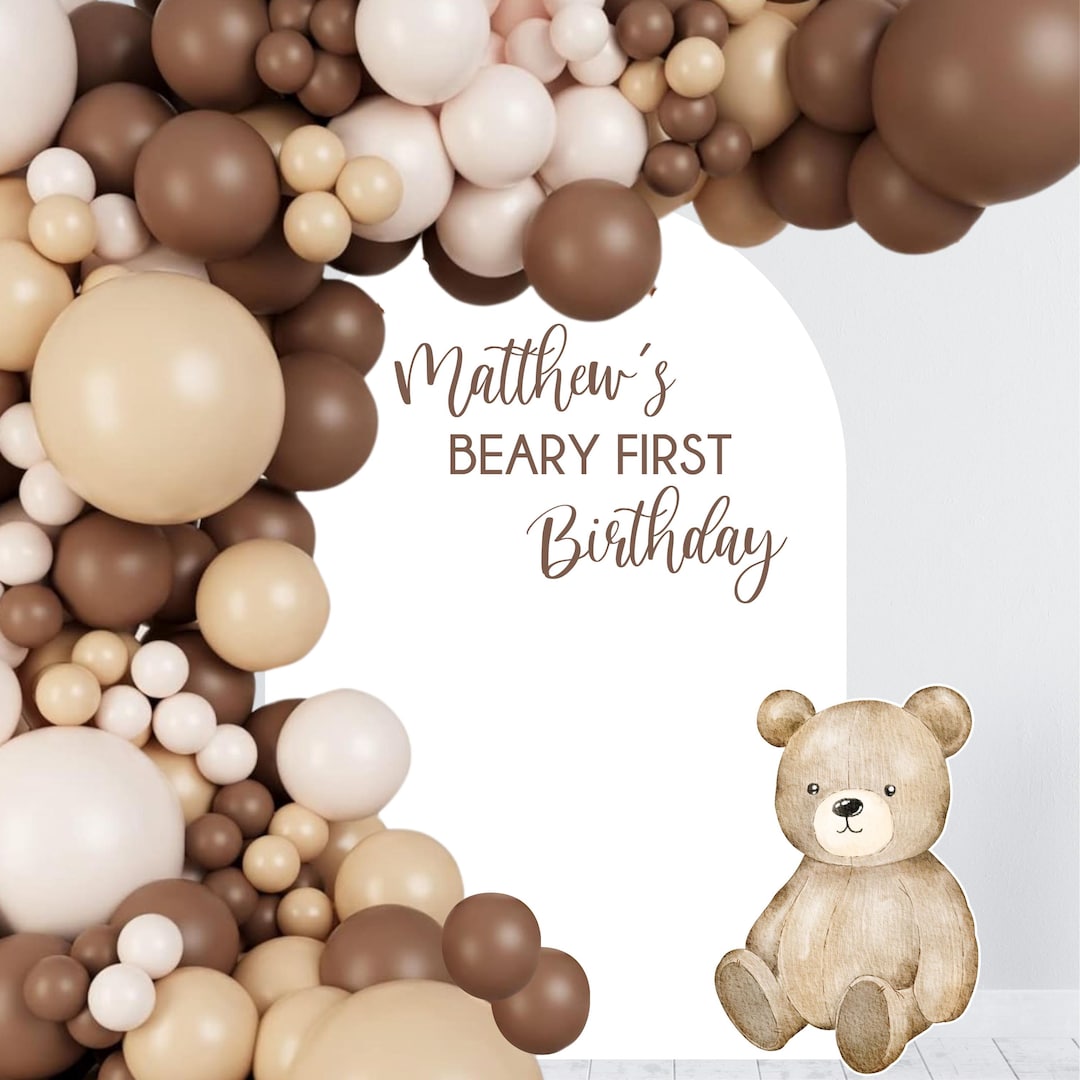 Beary First Birthday Decal - Beary 1st Theme Birthday Party Backdrop ...