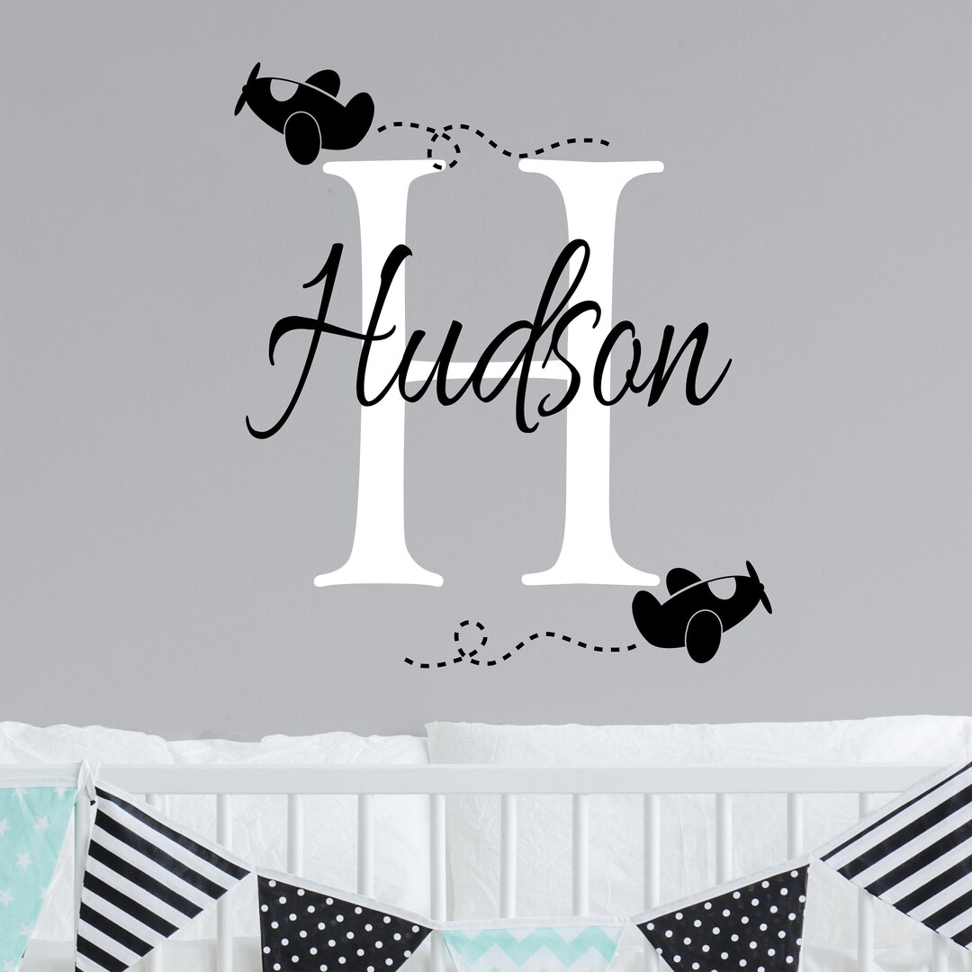 Personalized Name Airplane Wall Decal - Custom Name Airplane Wall ...