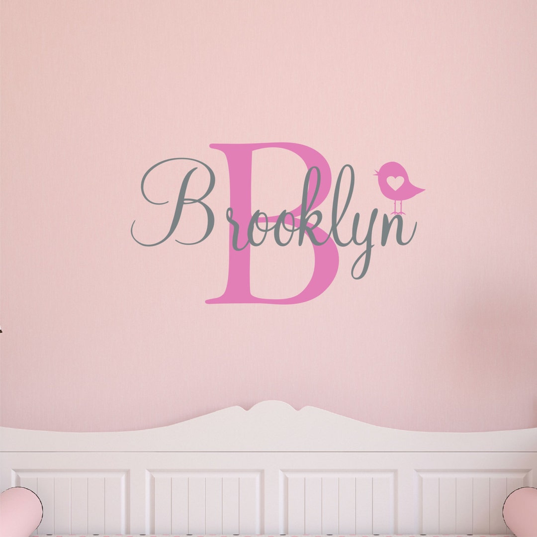 Personalized Name Bird Wall Decal - Custom Name Bird Wall Sticker ...