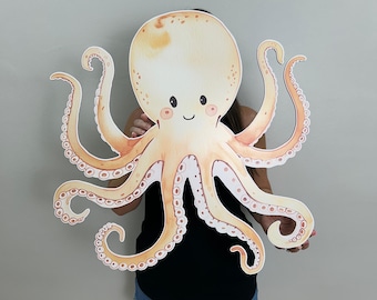 Octopus Prop - 3D Octopus Prop for Party Backdrop - Oneder the Sea 1st Birthday - Watercolor Octopus Cutout - Ocean Theme Baby Shower