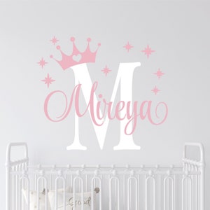 Personalized Wall Decal Girl Name Wall Decal Princess Nursery Wall Decal Personalized Name Decal Vinyl Decal Girls Name Decal Gold Rose Gold