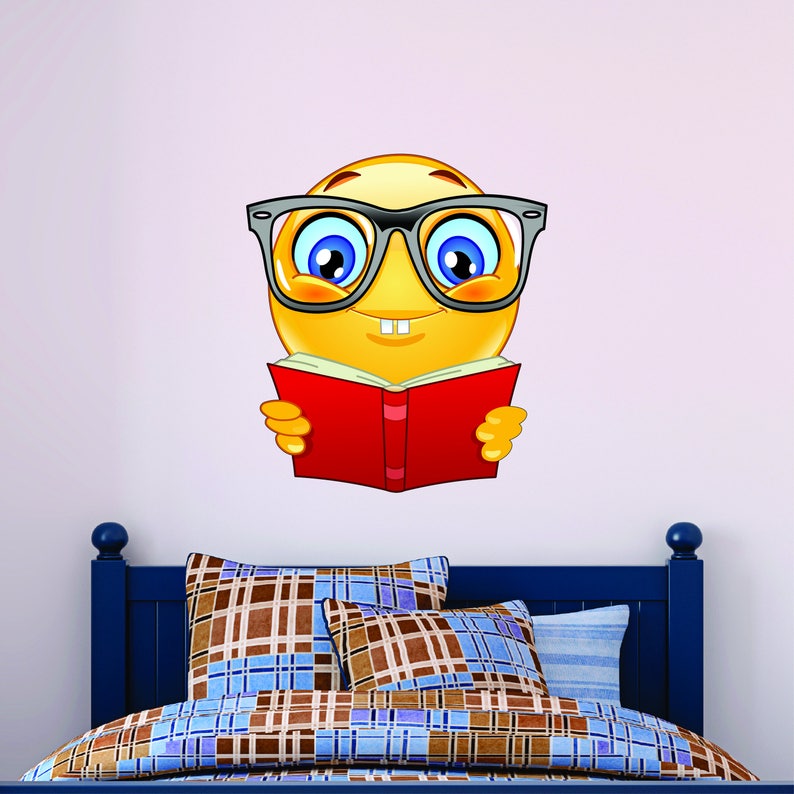 Bookworm Emoji Wall Decal - Kids Wall Sticker Emoticon - Etsy