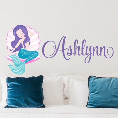 Personalized Name Mermaid Wall Decal Custom Name Mermaid Etsy