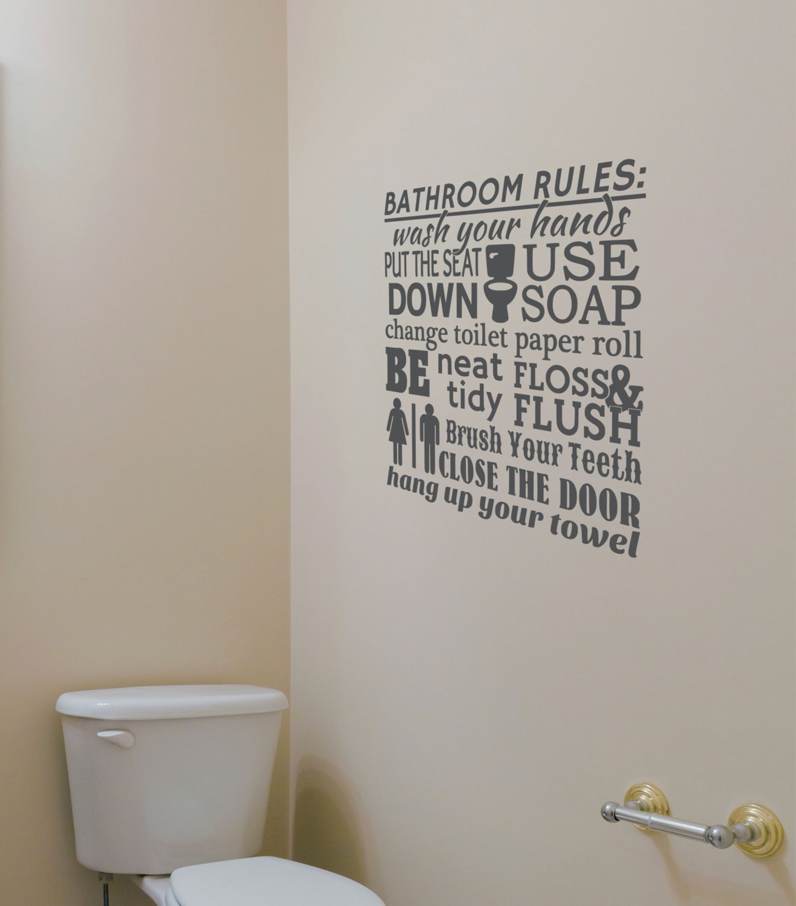 Bathroom Rules Wall Decal Sticker Etsy