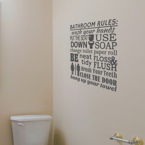 Bathroom Rules Wall Decal Sticker