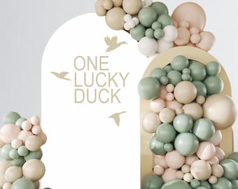 One Lucky Duck Birthday Party - First Birthday Decal - Birthday Party Backdrop - Happy 1st Birthday for Balloon Arch - Hunting Theme