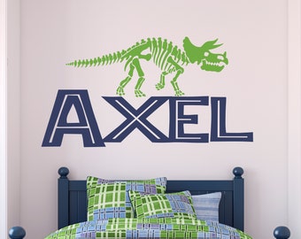 Boys Name Wall Decal Boys Name Dinosaur Wall Decal Jurassic Dinosaurs Kids Wall Decal Sticker Trex T-rex Tyrannosaurus Rex Triceratops