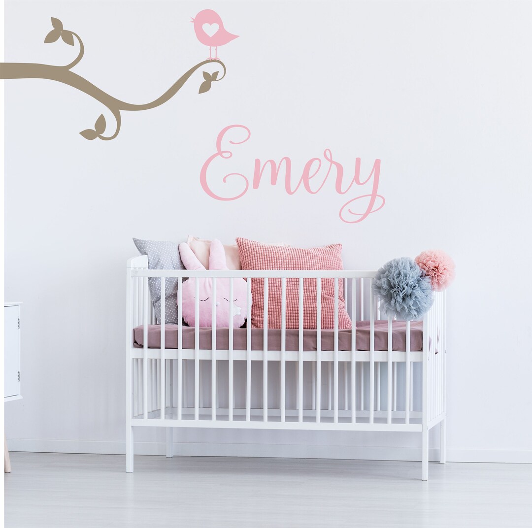 Name Wall Decal Bird - Custom Girls Name Bird Wall Sticker ...