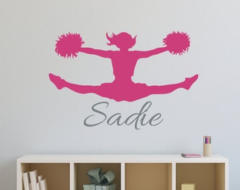 Personalized Cheerleader Decal -  Cheer Wall Decal - Cheerleader - Gymnast Wall Decor - Dancer Name Wall Decal - Dance Studio Wall Decals