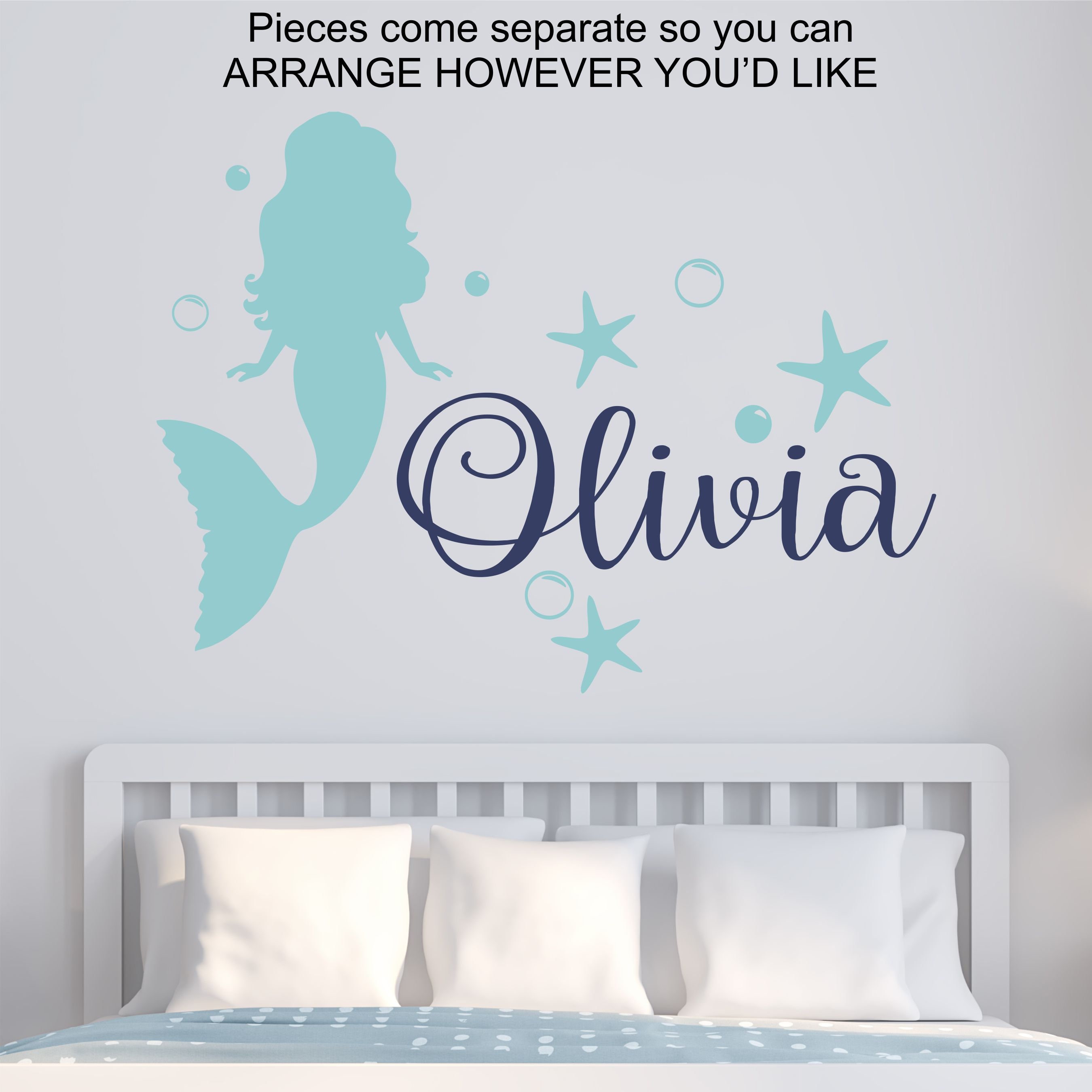 Personalized Name Wall Decal Mermaid Sticker Custom Name Etsy