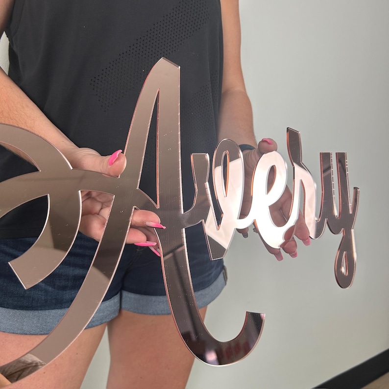 Custom Acrylic Mirror Name Sign | Nursery Name Sign | Personalized Name Sign | Mirror Acrylic Name | Multipe Fonts | Instant Preview image 4