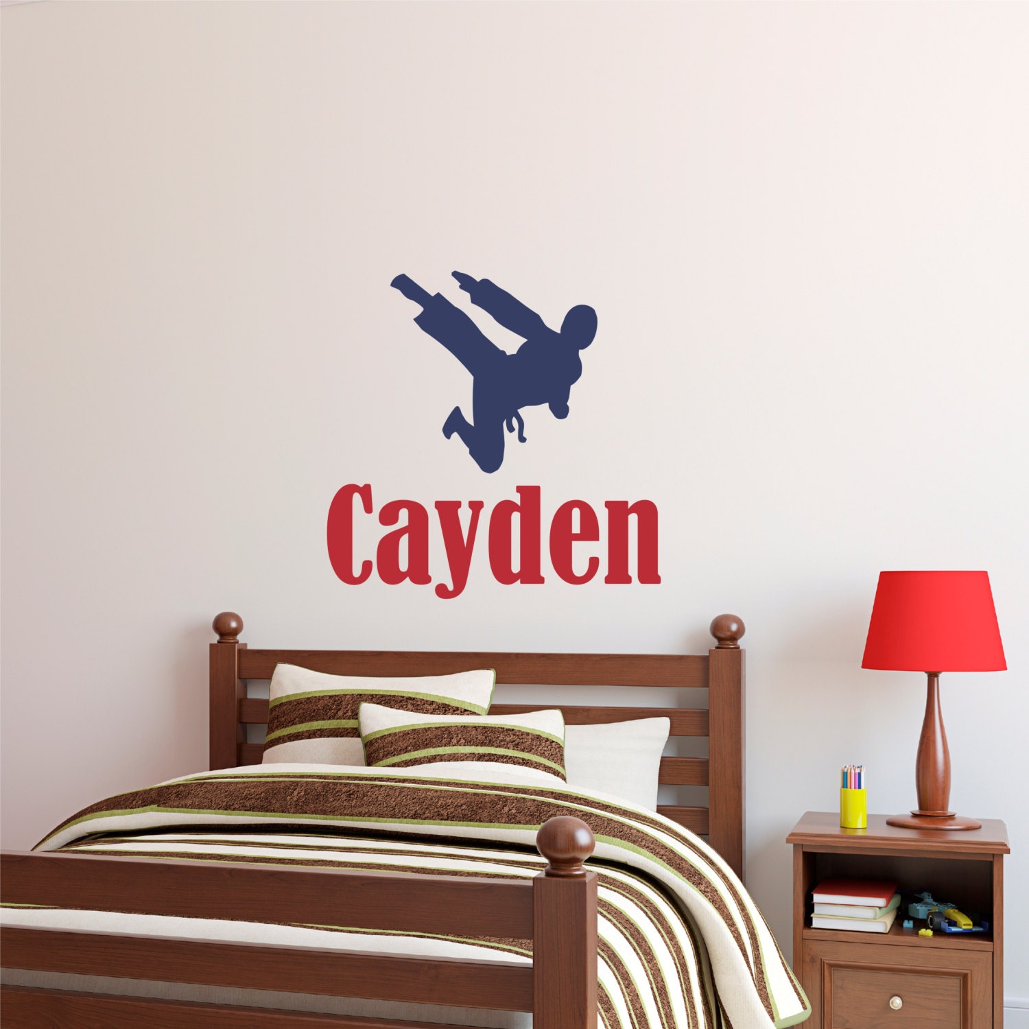 BestPricedDecals Karate Kid Wall Decal With Custom Name - 20x24 Inch Vinyl Wall Sticker For Kids Room