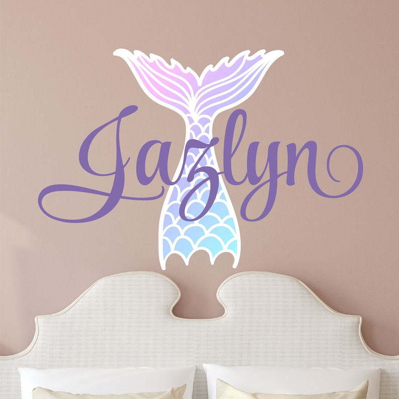 Name Wall Decal Name Mermaid Wall Decal Custom Name Mermaid Etsy