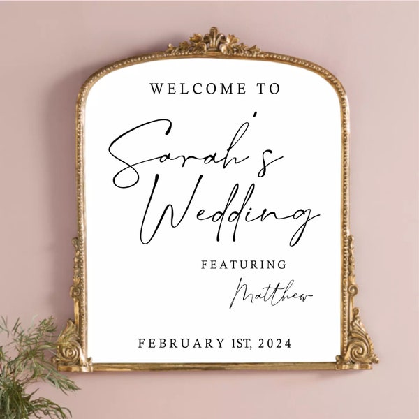 Welcome to Our Wedding Wall Decal  - Becca’s wedding featuring Jack - Featuring Wedding Sign for Mirror - Funny Wedding Welcome Sign Sticker